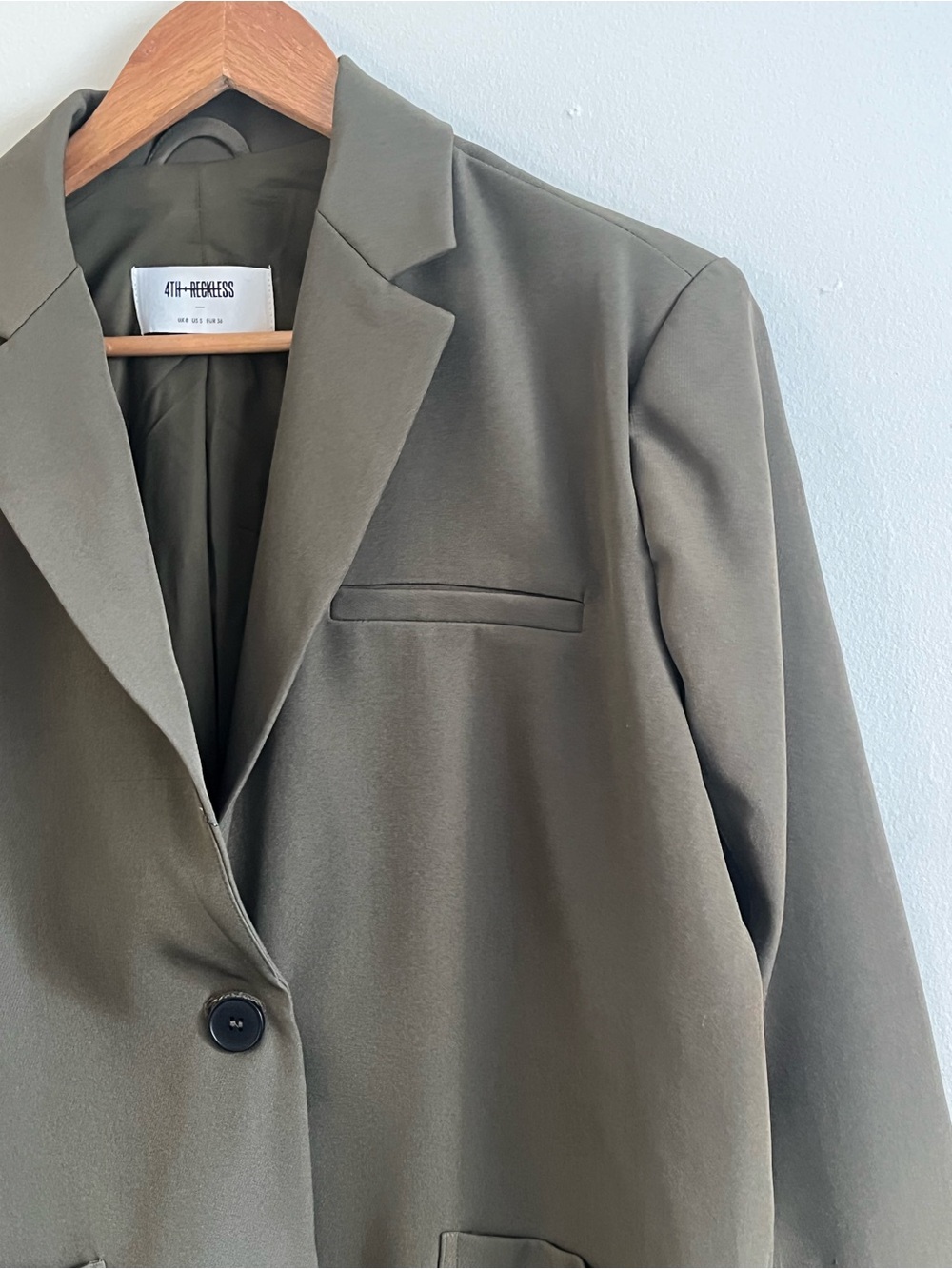 4th & Reckless oversized blazer in khaki Green- Size Small will fit M to L - Picture 6 of 13